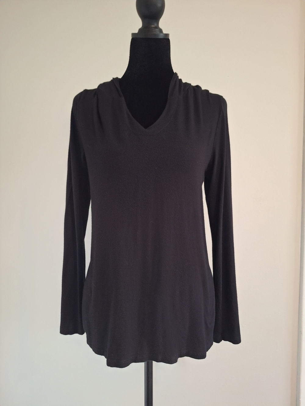 aerie Black V-Neck Long Sleeve Hoodie Casual Lounge Top